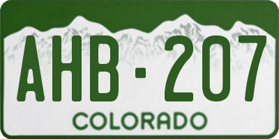 CO license plate AHB207