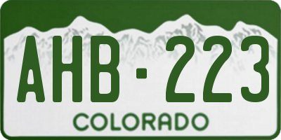 CO license plate AHB223