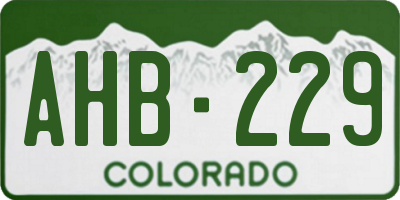 CO license plate AHB229