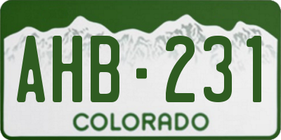 CO license plate AHB231
