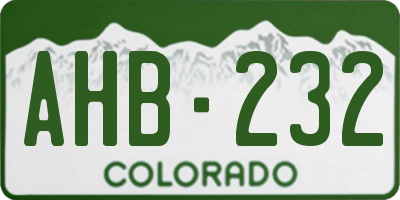 CO license plate AHB232
