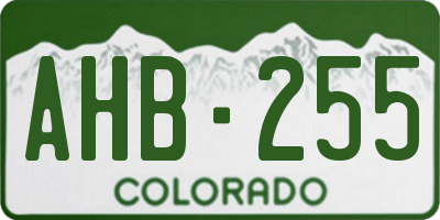 CO license plate AHB255