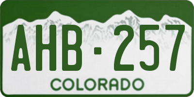 CO license plate AHB257