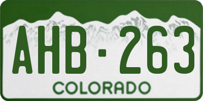 CO license plate AHB263