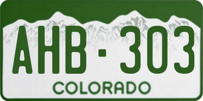 CO license plate AHB303