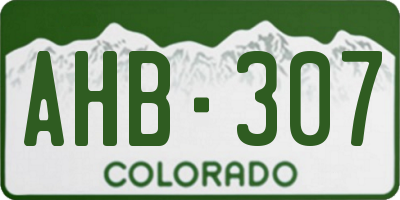 CO license plate AHB307