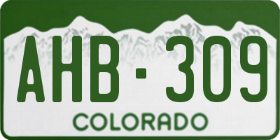 CO license plate AHB309