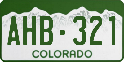 CO license plate AHB321