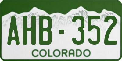 CO license plate AHB352