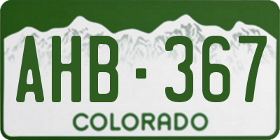 CO license plate AHB367