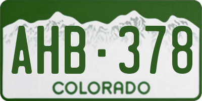 CO license plate AHB378