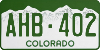 CO license plate AHB402