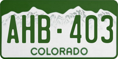 CO license plate AHB403