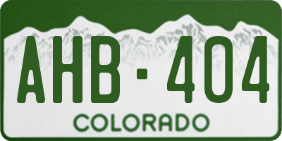 CO license plate AHB404