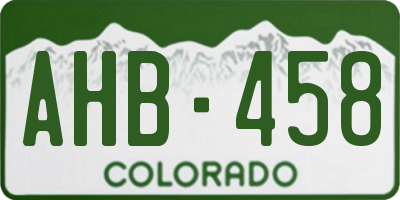 CO license plate AHB458