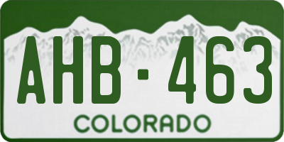 CO license plate AHB463