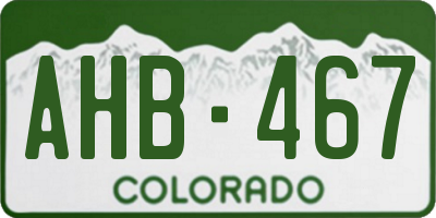 CO license plate AHB467