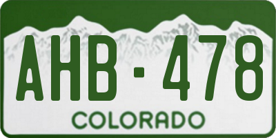 CO license plate AHB478