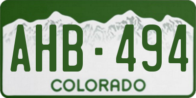 CO license plate AHB494