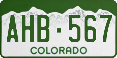CO license plate AHB567