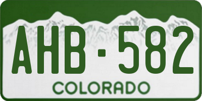 CO license plate AHB582