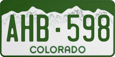 CO license plate AHB598