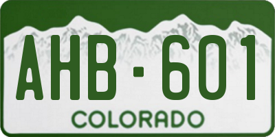 CO license plate AHB601