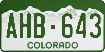 CO license plate AHB643