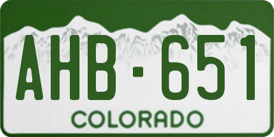 CO license plate AHB651