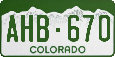 CO license plate AHB670