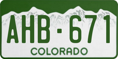 CO license plate AHB671