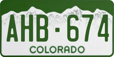 CO license plate AHB674