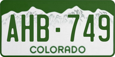 CO license plate AHB749