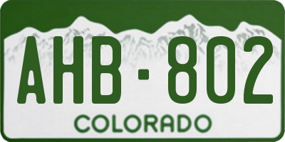 CO license plate AHB802
