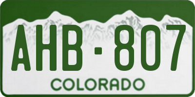 CO license plate AHB807