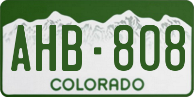 CO license plate AHB808