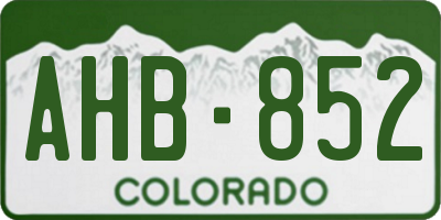 CO license plate AHB852