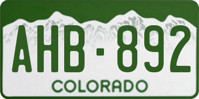 CO license plate AHB892