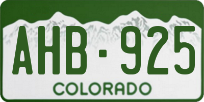 CO license plate AHB925