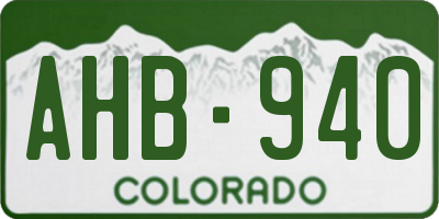 CO license plate AHB940