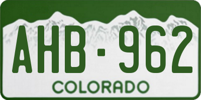 CO license plate AHB962