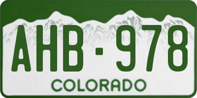 CO license plate AHB978