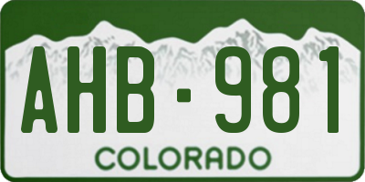 CO license plate AHB981