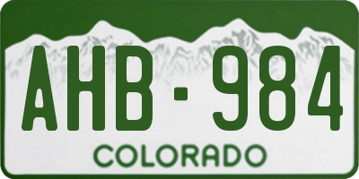CO license plate AHB984