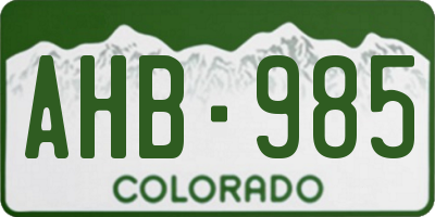 CO license plate AHB985