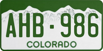 CO license plate AHB986