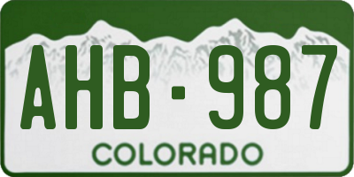 CO license plate AHB987