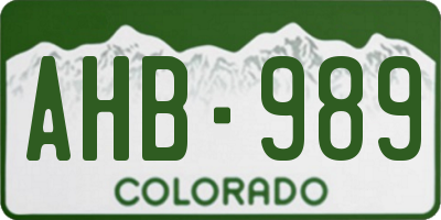 CO license plate AHB989