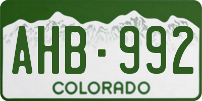 CO license plate AHB992