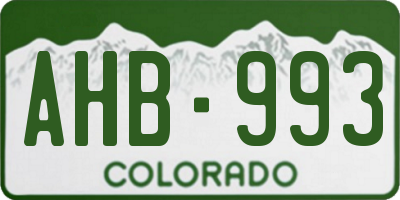 CO license plate AHB993